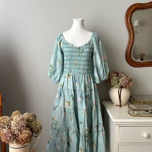 Ivy City Roselyn Blue Floral Midi Dress